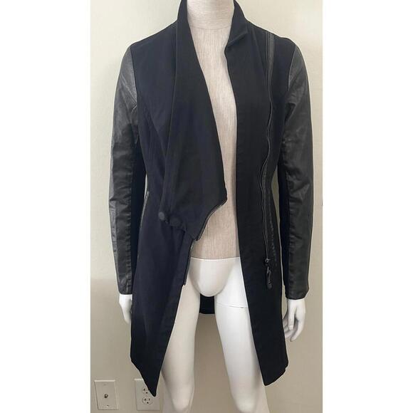 RUDSAK LEATHER AVANT GARDE ASYMMETRICAL LEATHER WOOL JACKET - Picture 1 of 15